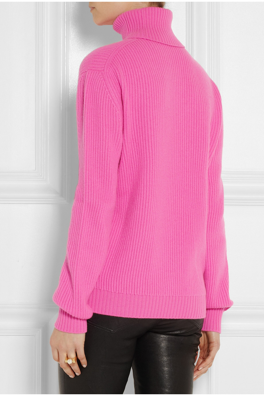 Bottega Veneta Ribbed Cashmere Turtleneck Sweater in Pink - Lyst