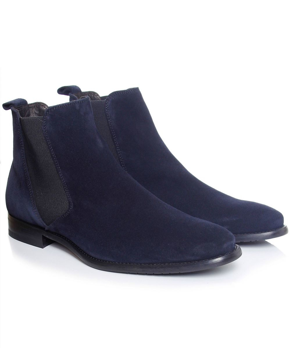 blue suede chelsea boot