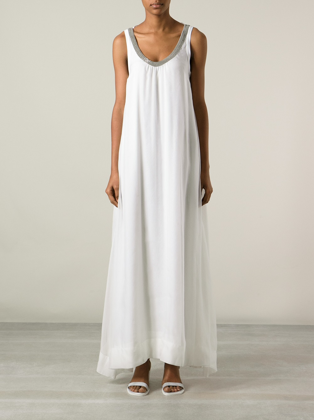 Brunello Cucinelli Full Length Dress in White Lyst