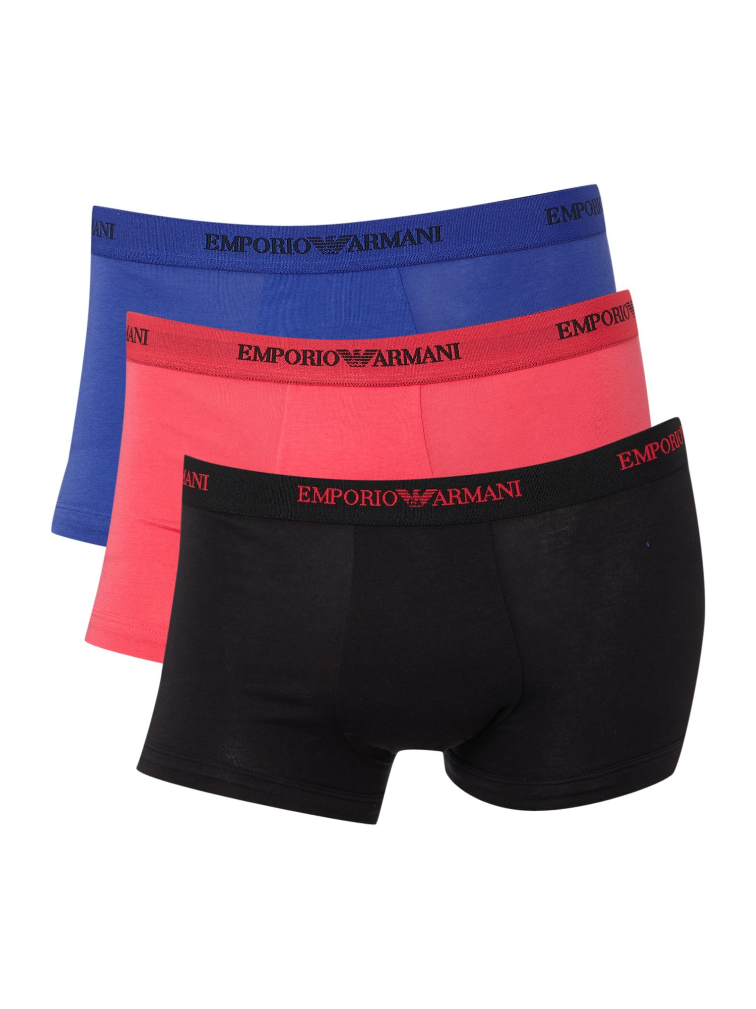 Emporio armani 3 Pack Of Emporio Logo Trunk Underwear in Black for Men
