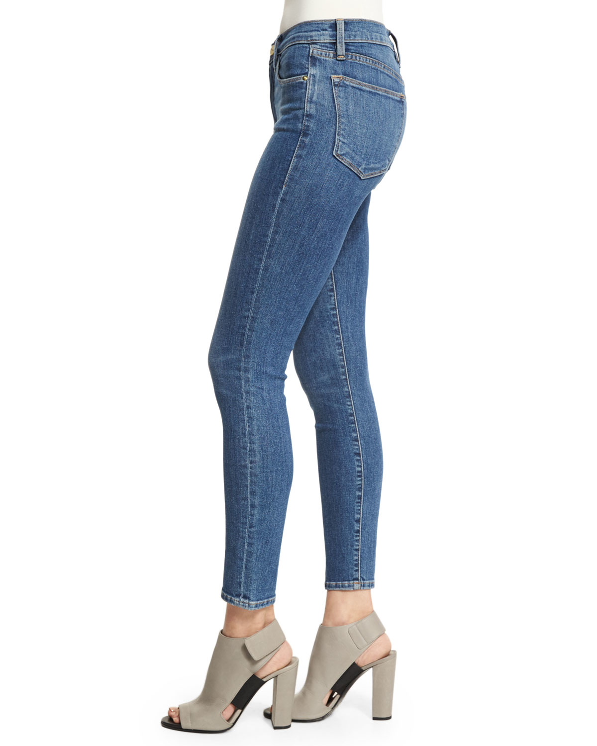 Frame Le High Skinny Jeans in Blue | Lyst