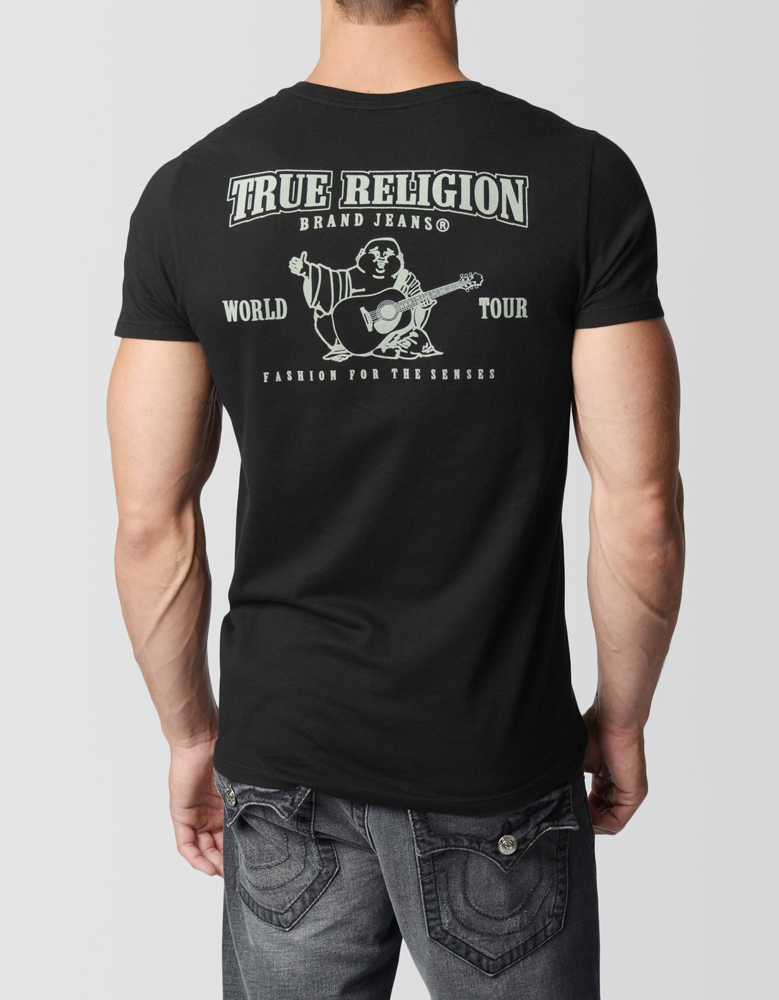 True Religion Hand Picked Flocked Logo Mens T-Shirt in Black for Men - Lyst
