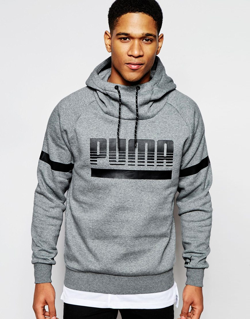 mens puma hoodie grey