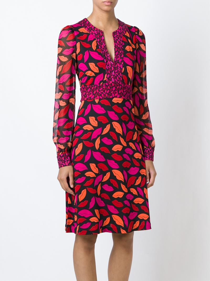 Diane von Furstenberg Lips Printed Dress | Lyst