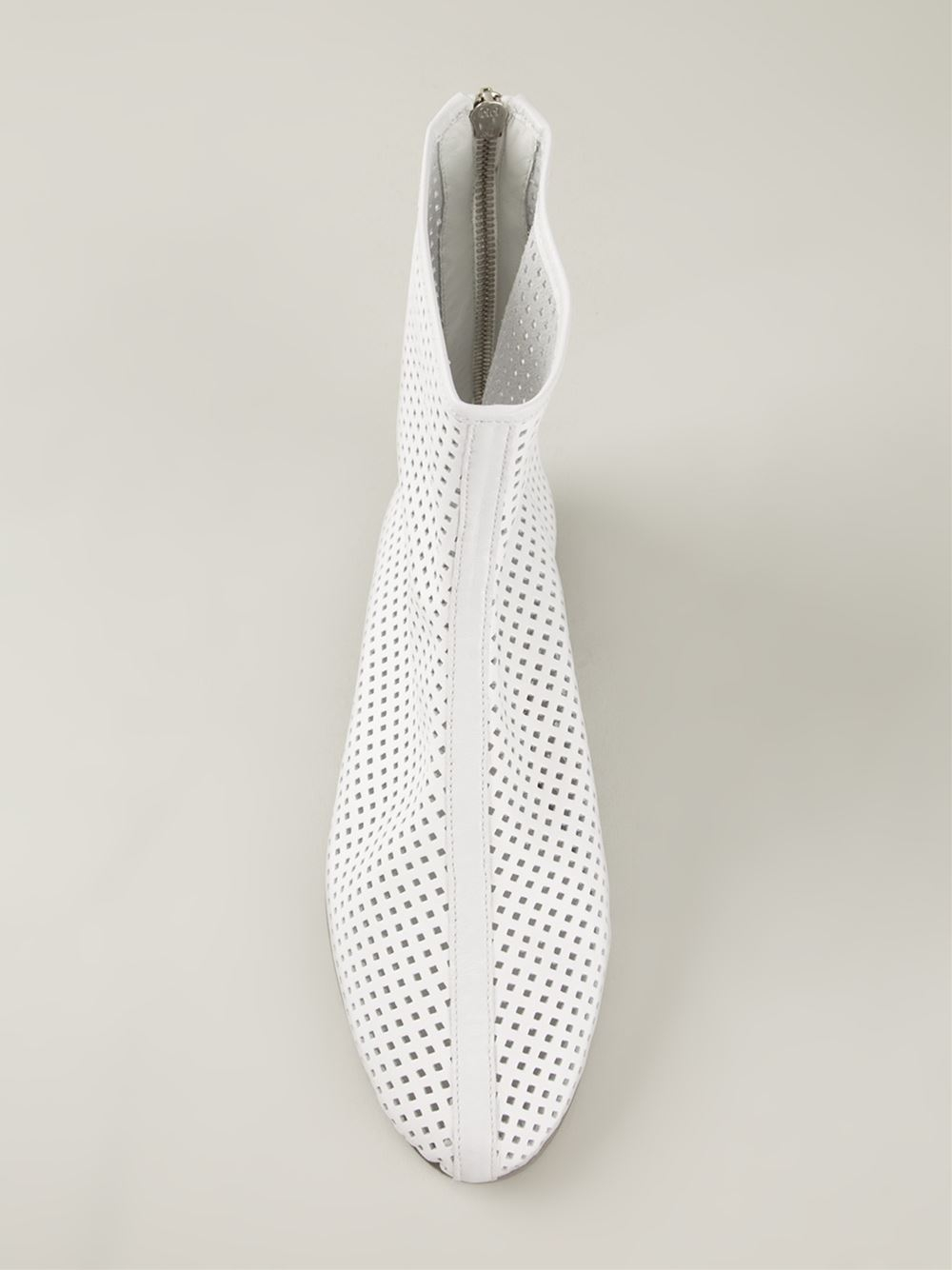 white perforated booties