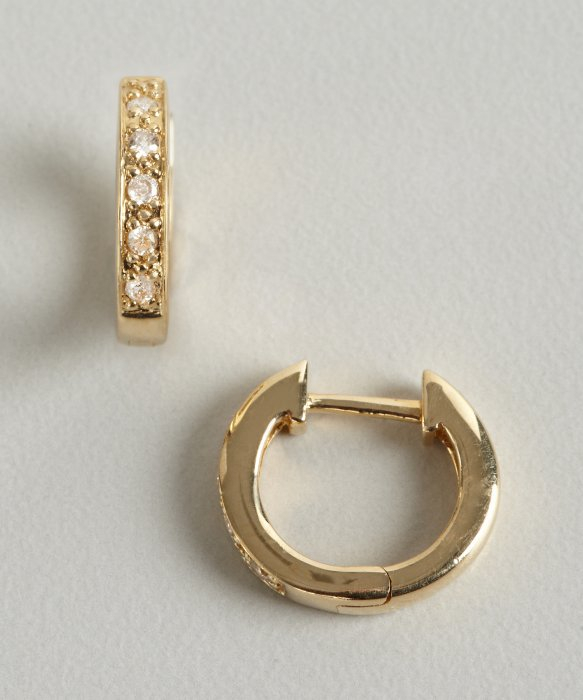 Lyst Sydney Evan Gold And Diamond Huggy Small Hoop Earrings In Gallery Previously Sold At Bluefly Women S Gold Hoop Earrings