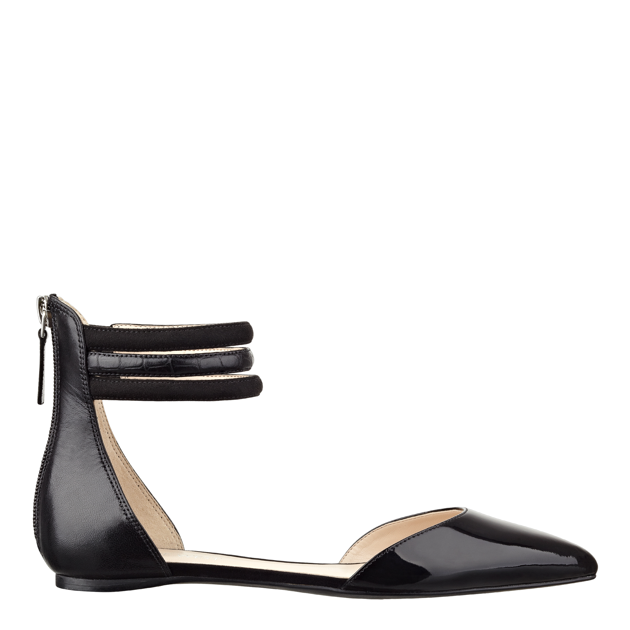 black ankle strap flat
