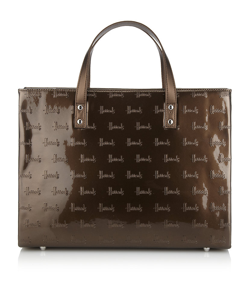 Harrods Debossed Logo Grab Bag in Brown (, 100% polyester, bronze) | Lyst