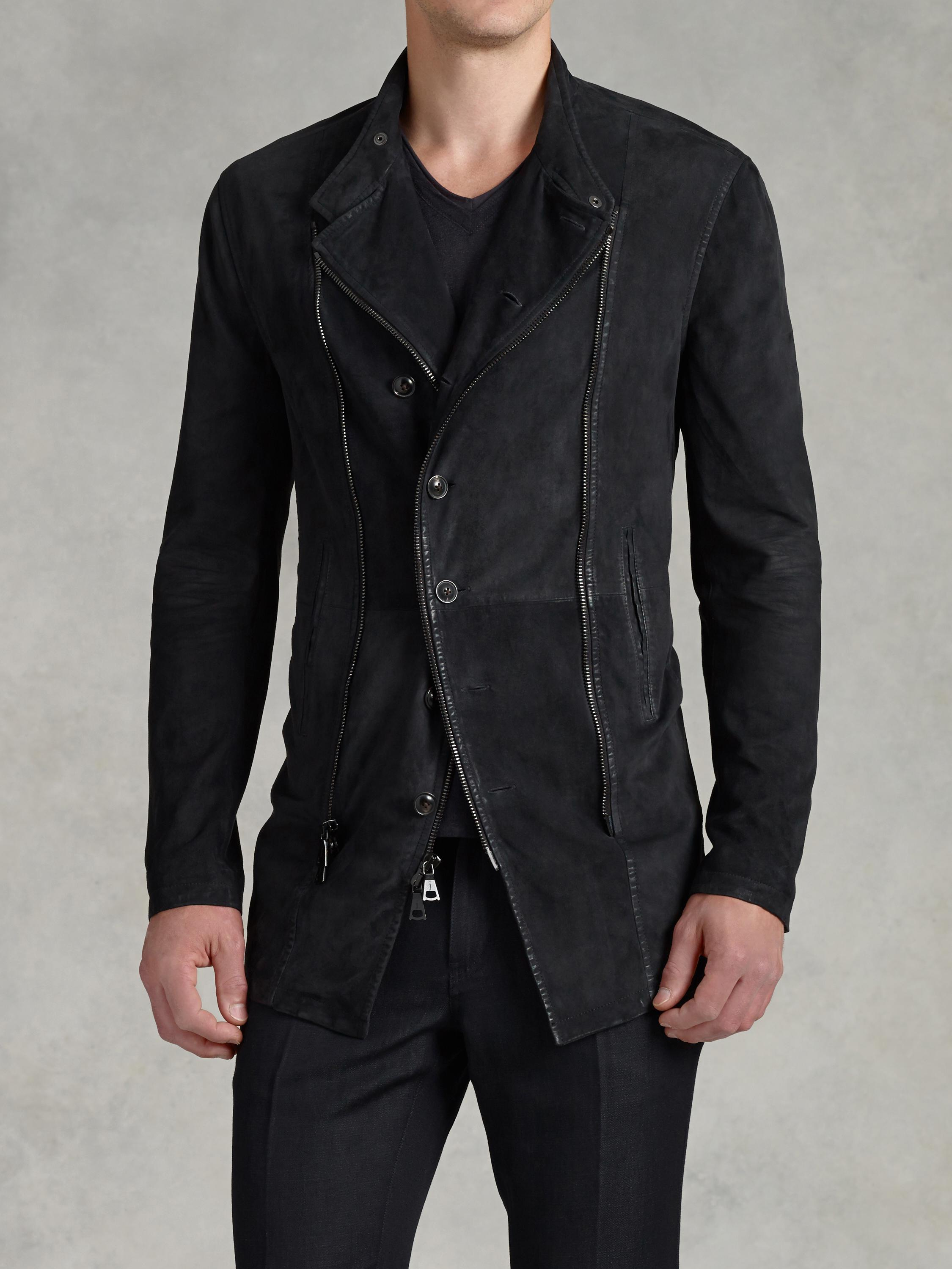 John Varvatos Asymmetrical Zip And Button Front Jacket in Dark Blue ...