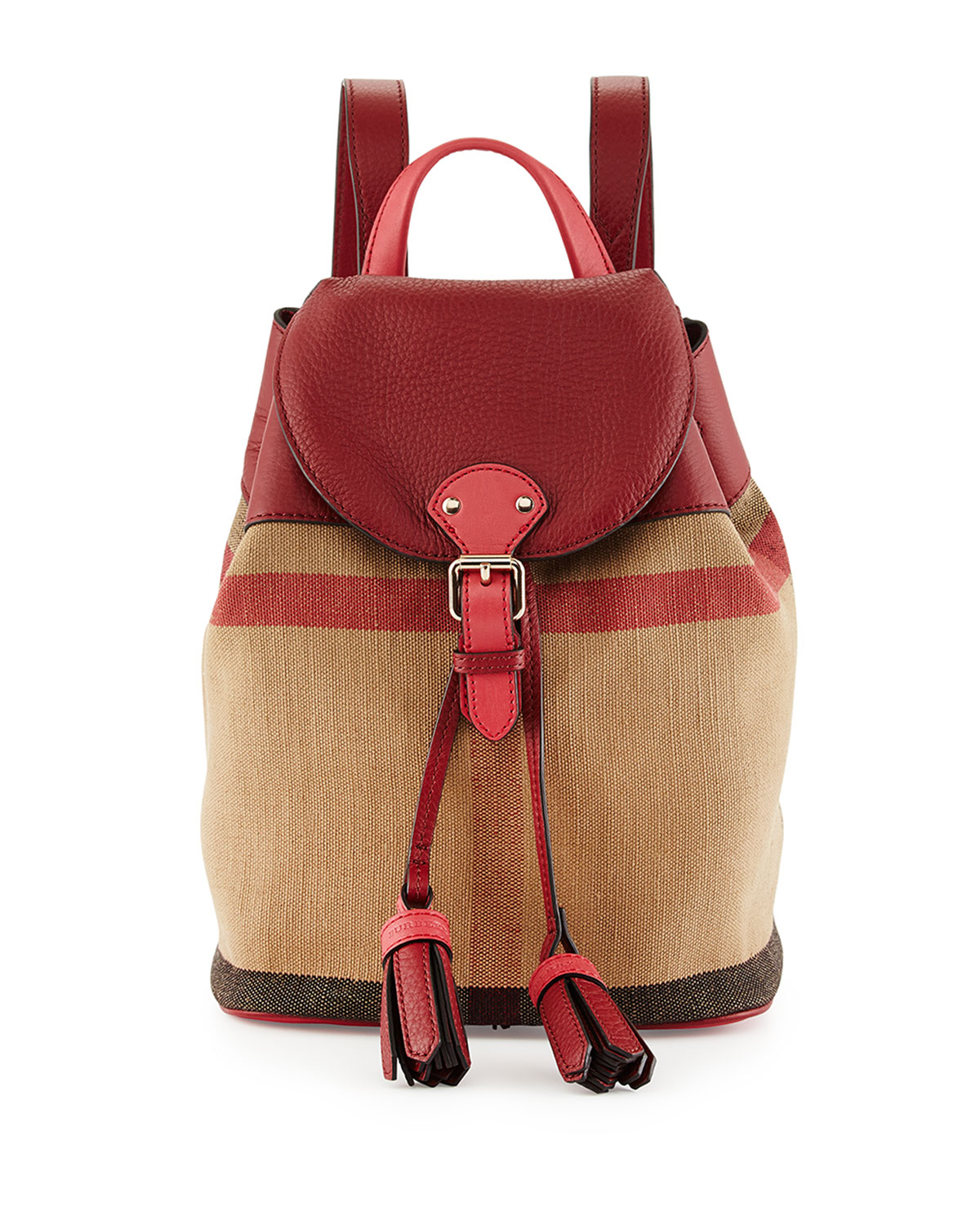 Lyst - Burberry Mini Check Canvas Backpack in Natural