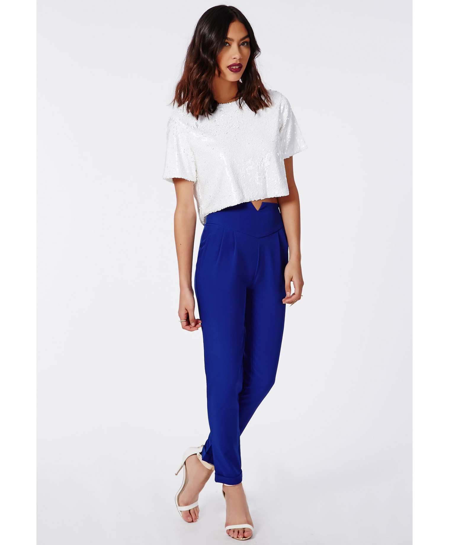 blue cigarette pants