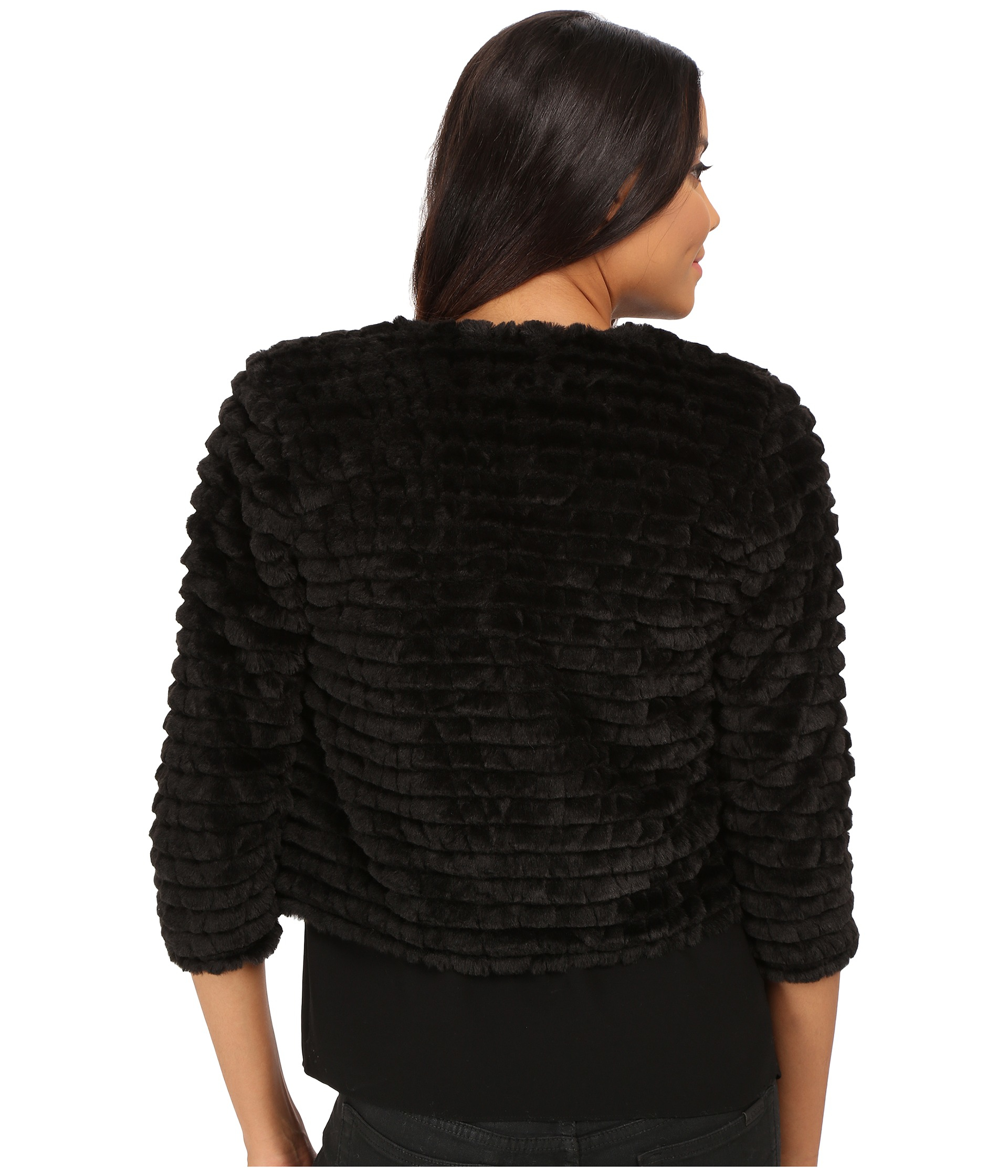 Calvin Klein Faux Fur Shrug in Black Lyst