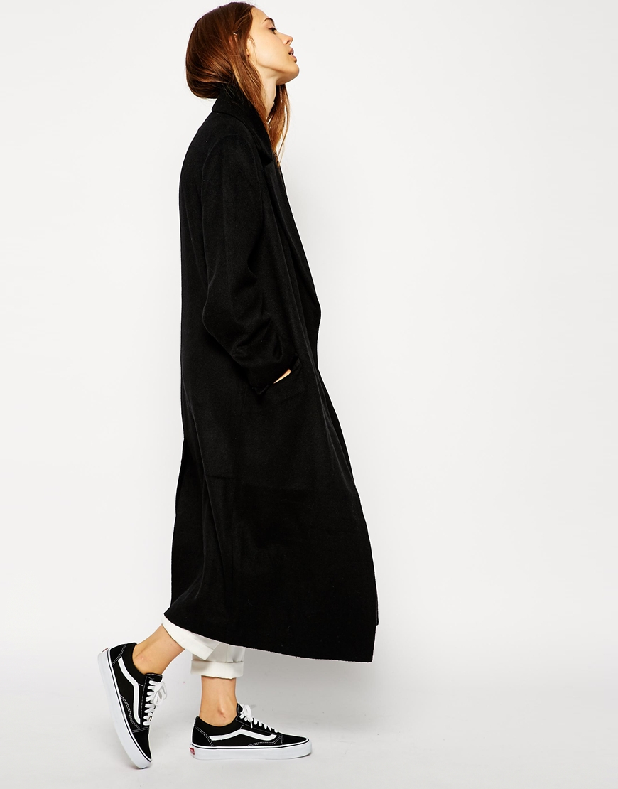 asos black long coat
