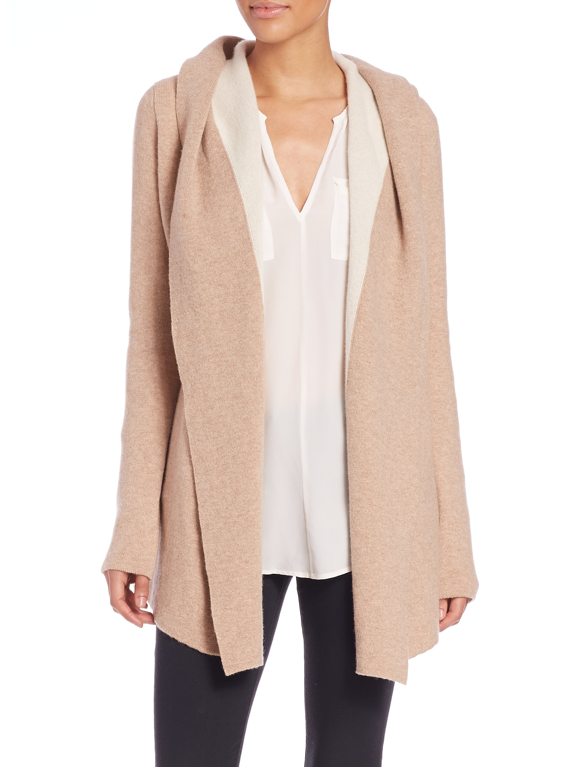 Joie Gredan Hooded Wool & Cashmere Cardigan in Natural | Lyst