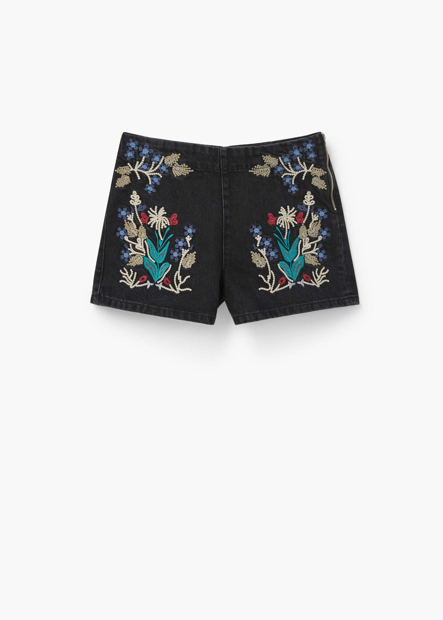 Mango Embroidered Cotton Shorts in Black - Lyst