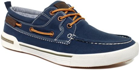 Kenneth Cole Reaction Toss The Anchor Canvas Boat Shoes in Blue for Men ...
