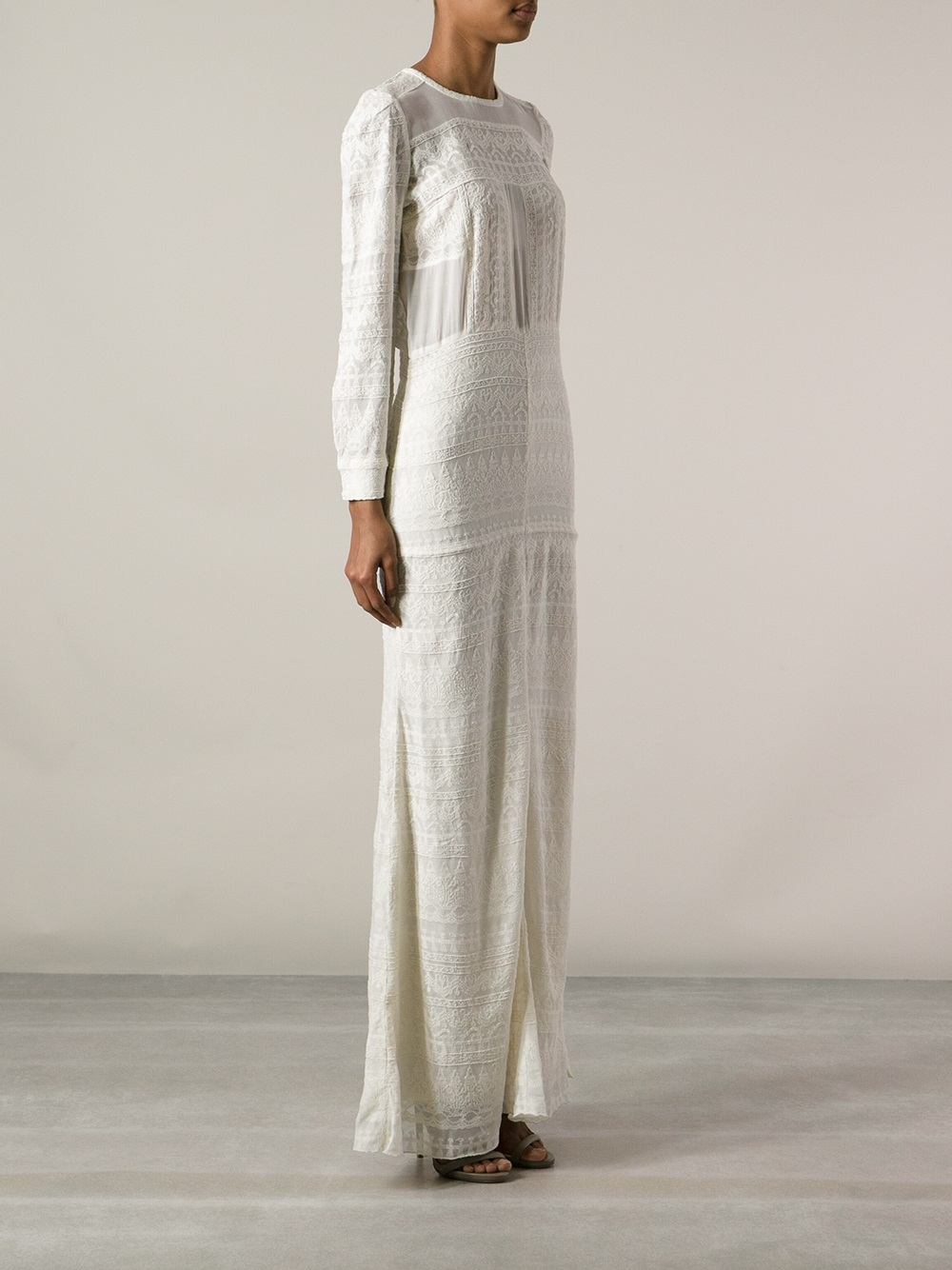 Isabel Marant Lace Maxi Dress in White | Lyst