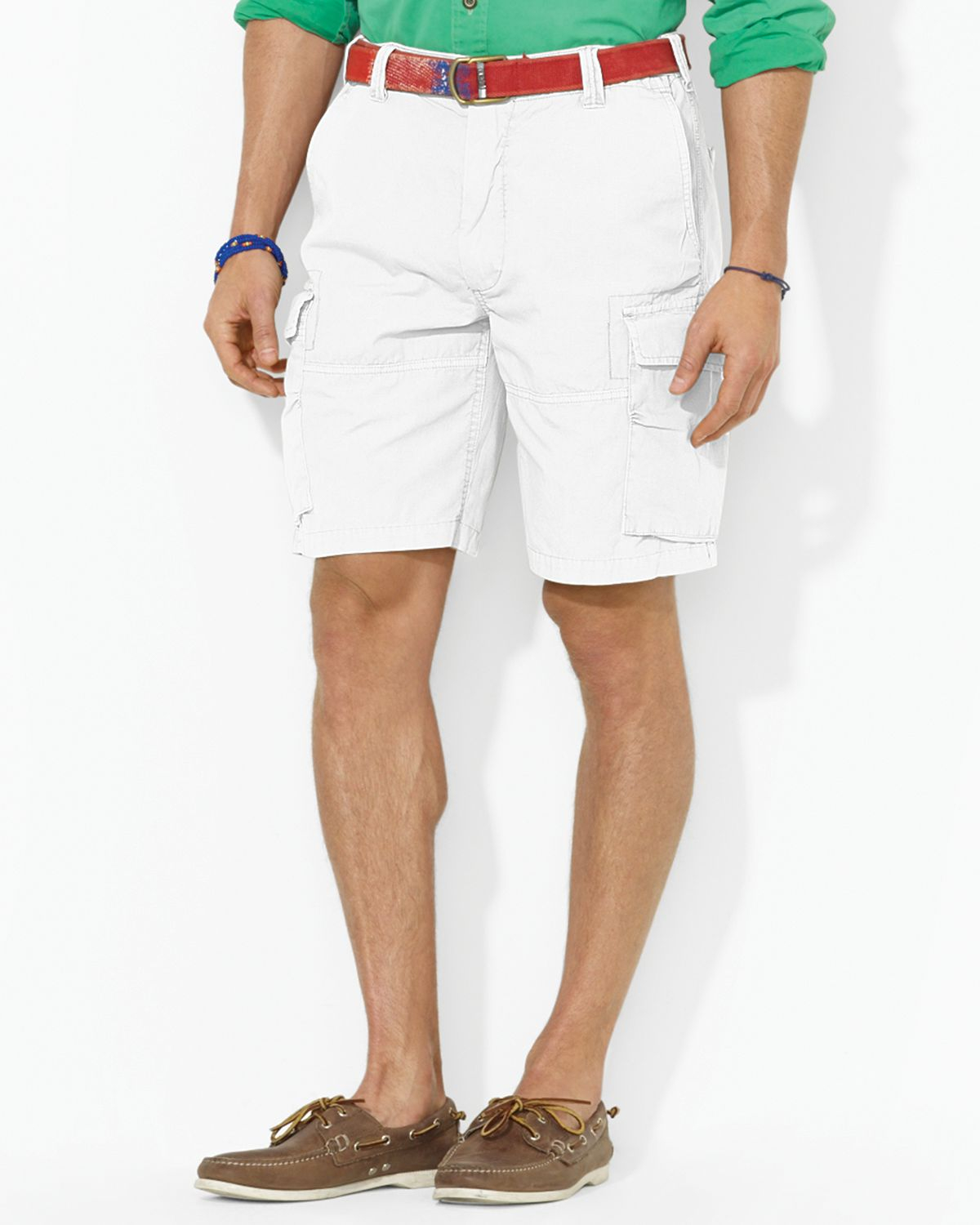 polo mens white cargo shorts