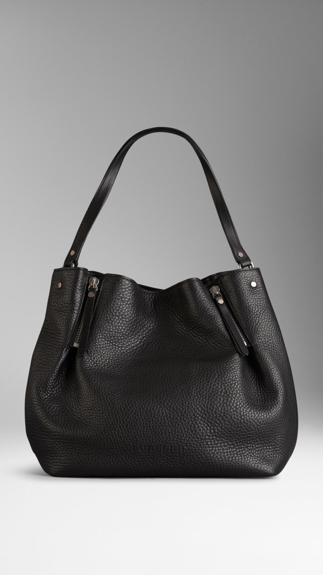 Burberry Medium Zip Detail Leather Tote Bag in Black - Lyst