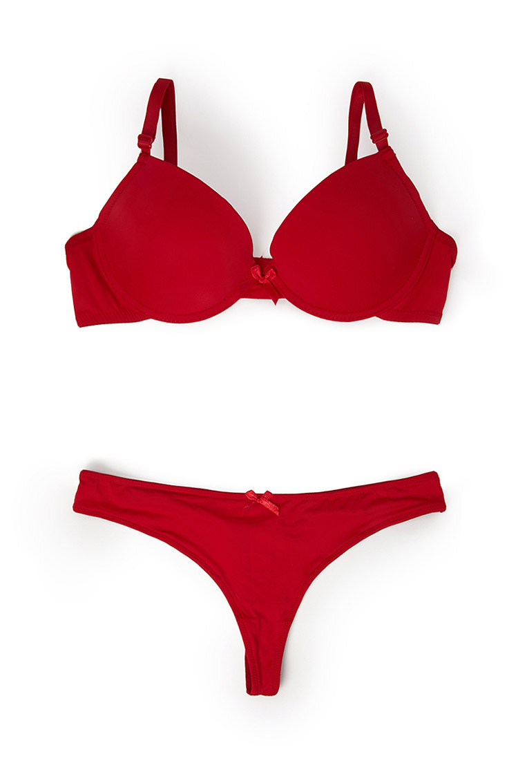 Forever 21 Everyday Classic Pushup Bra Set in Red | Lyst
