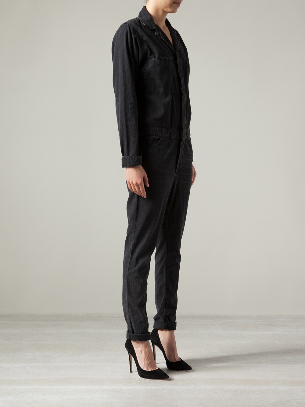 black straight leg jumpsuit