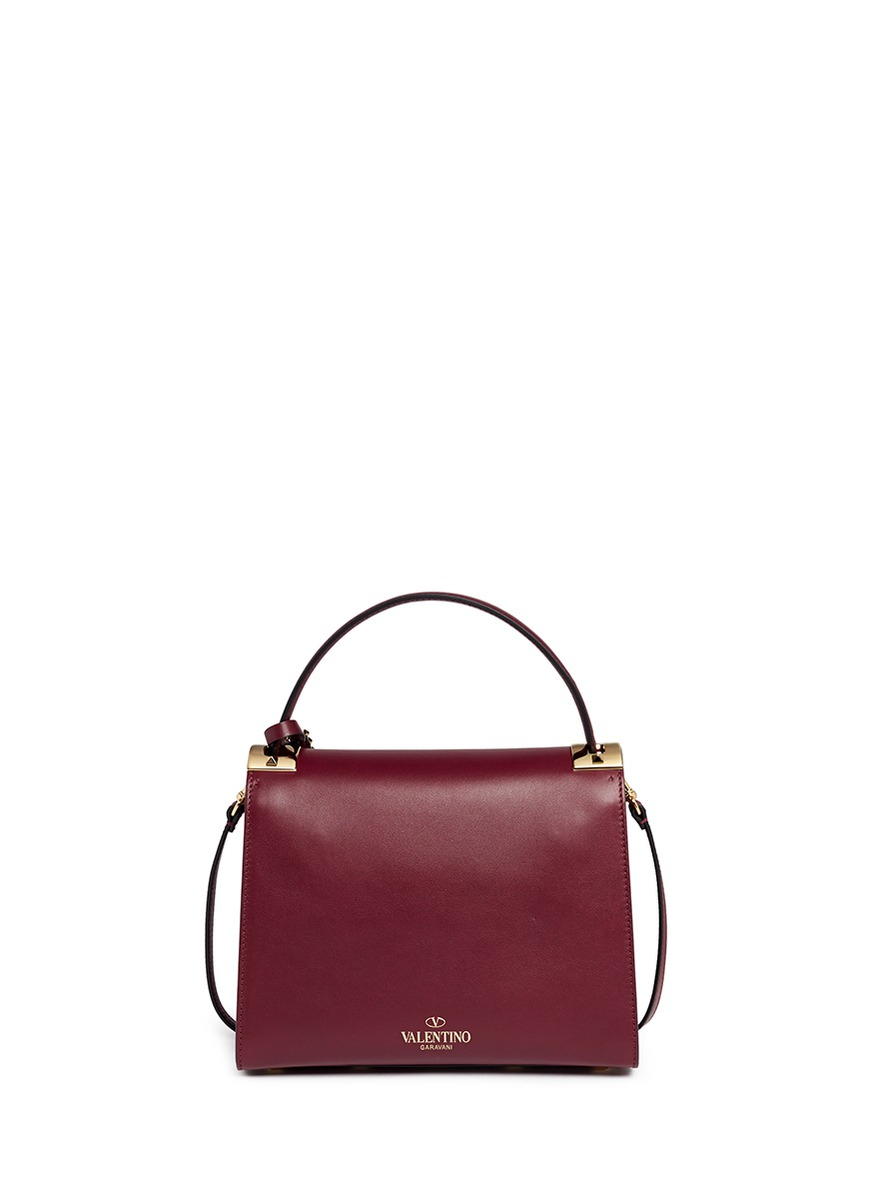 Lyst - Valentino &#39;my Rockstud&#39; Small Top Handle Leather Bag in Purple