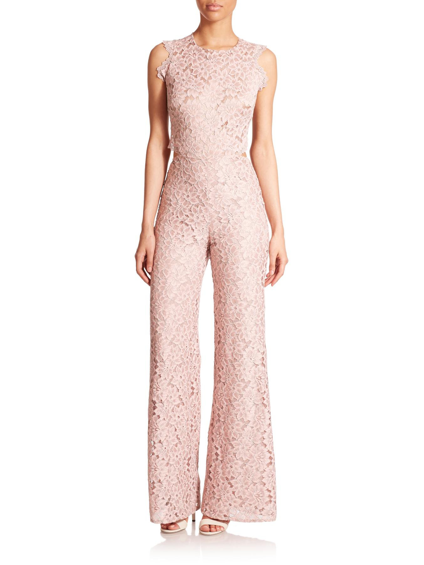 Alexis Livia Floral Lace Cutout Jumpsuit in Pink | Lyst