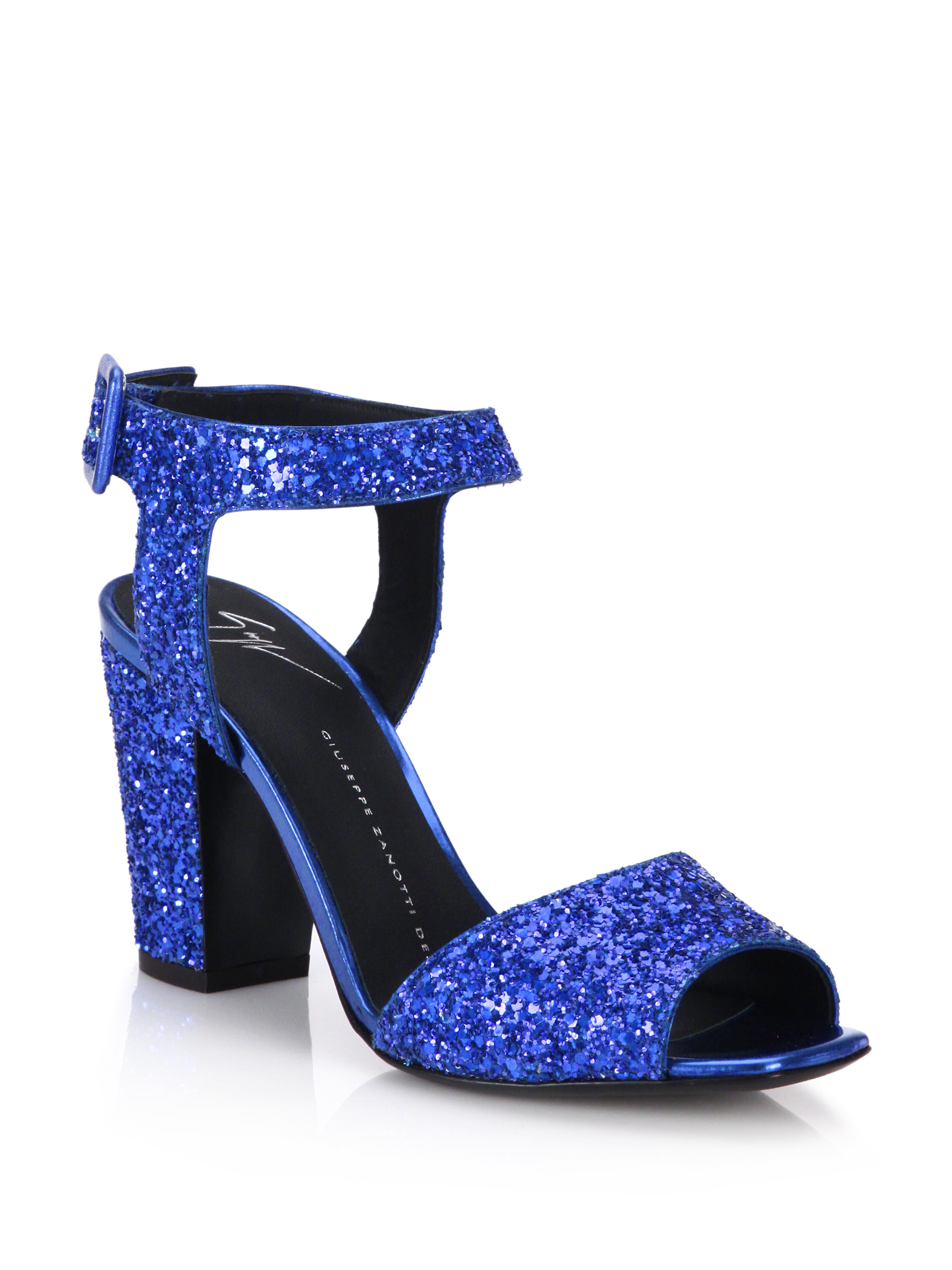Giuseppe Zanotti Glitter Mid-heel Sandals in Cobalt (Blue) - Lyst