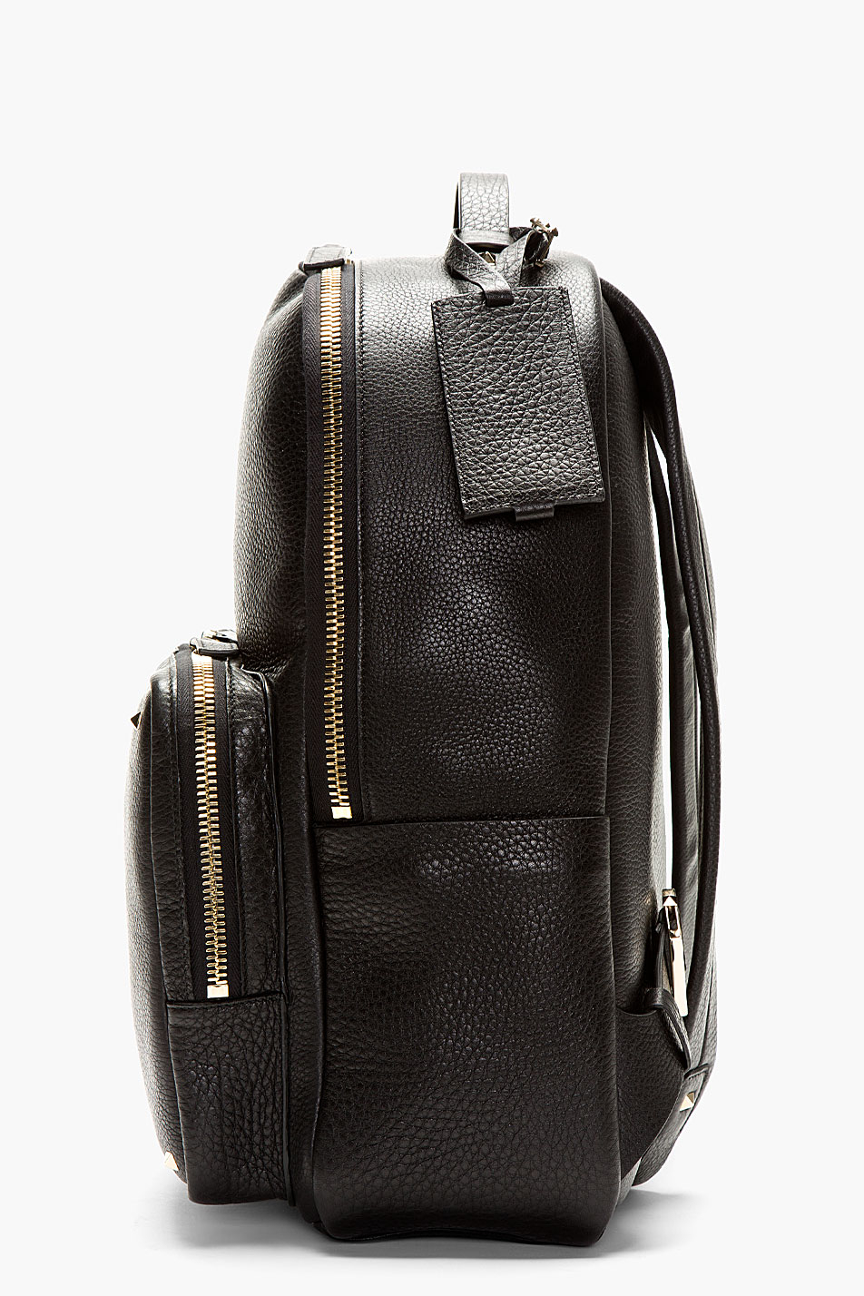 Valentino Black Pebbled Leather Backpack in Black for Men | Lyst