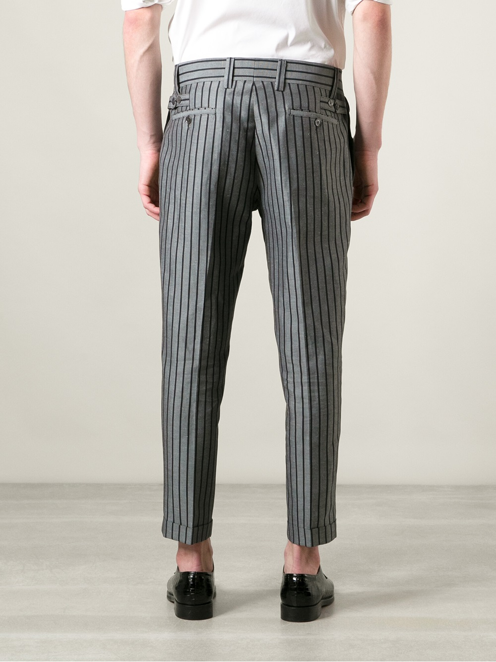 striped tapered trousers