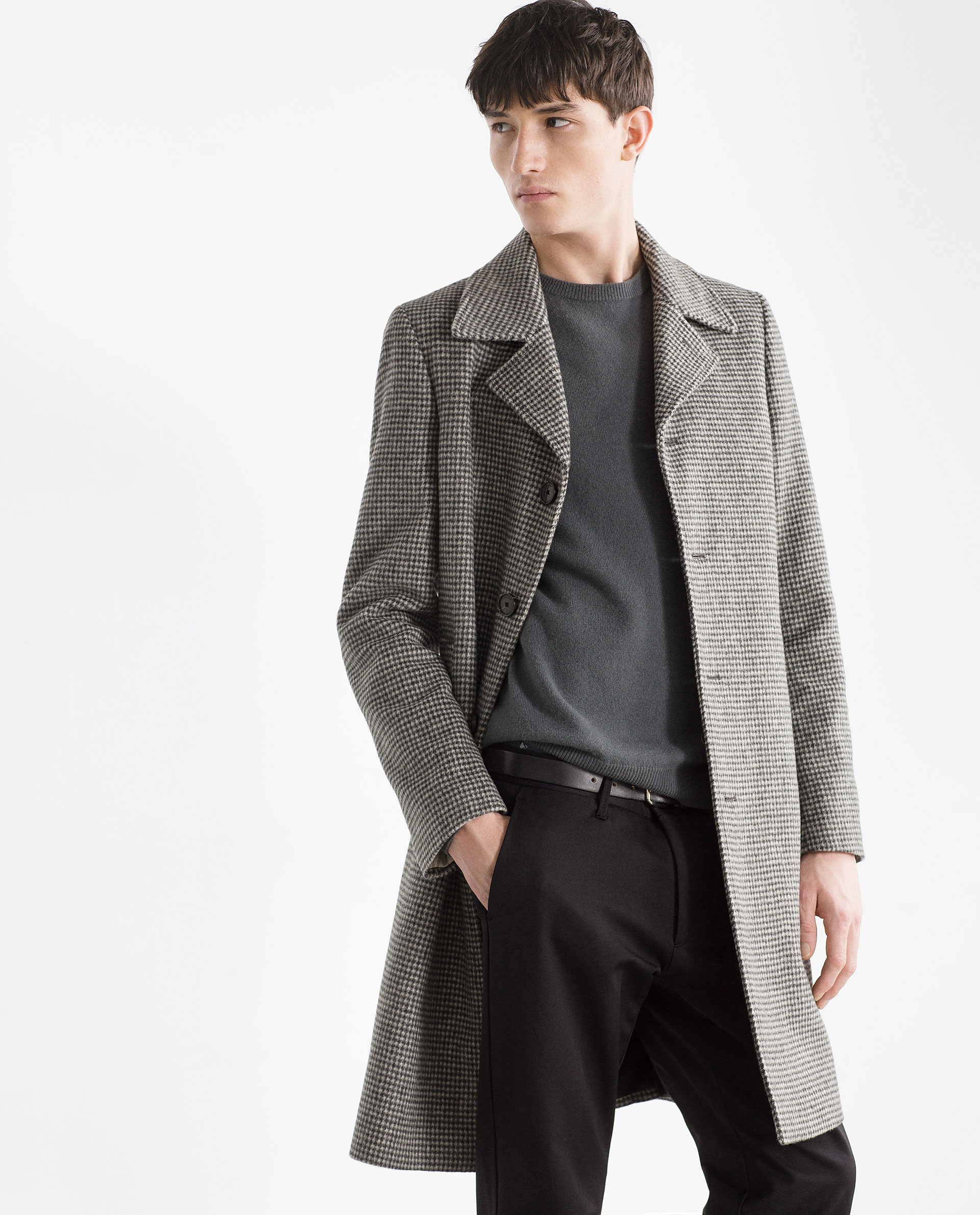Zara Houndstooth Coat in Gray for Men | Lyst