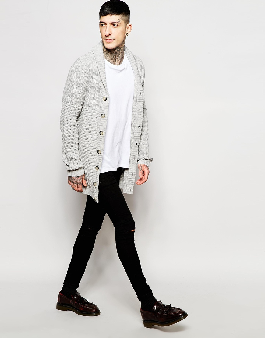 men's gray cardigan outfit