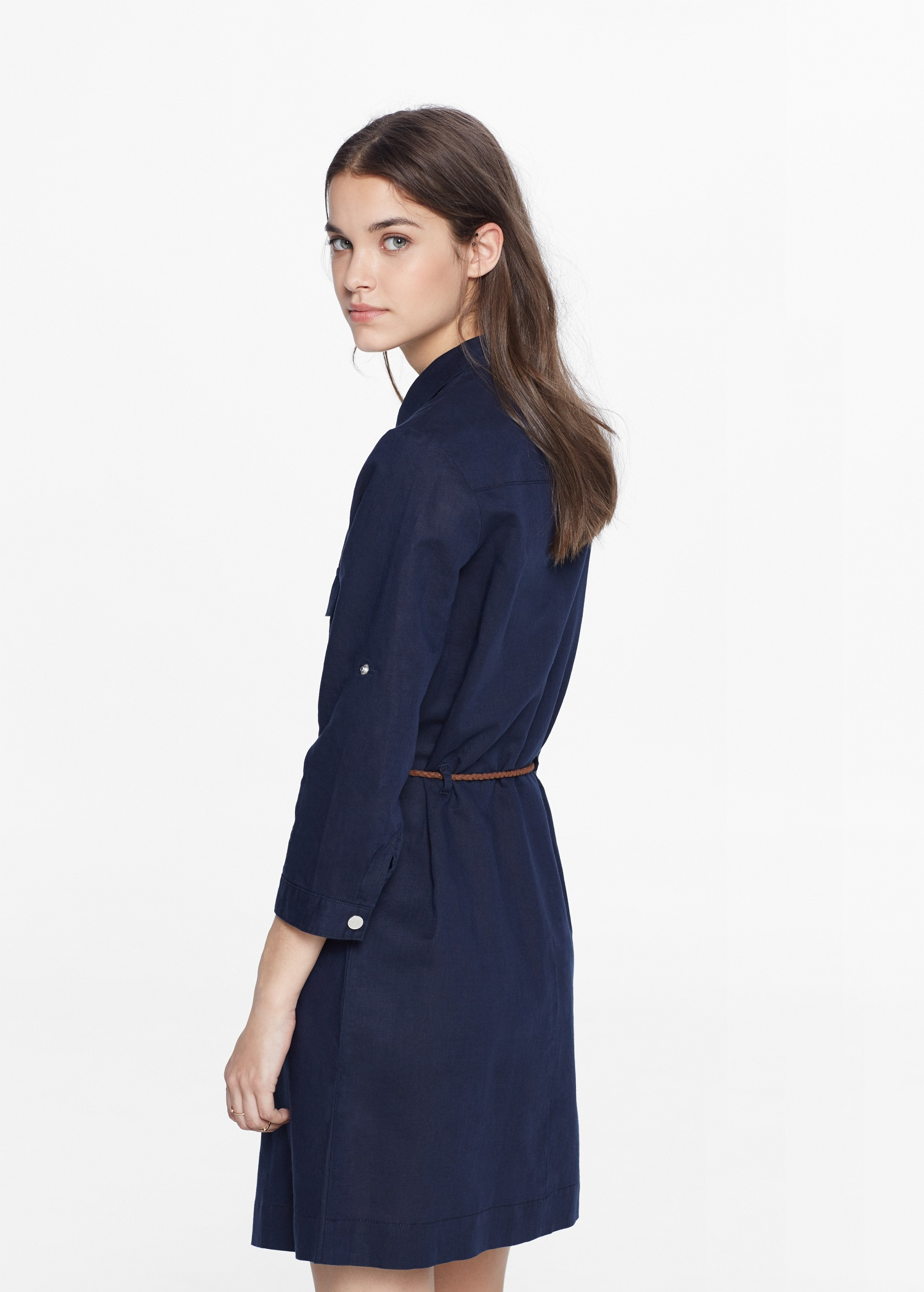 mango linen blend shirt dress