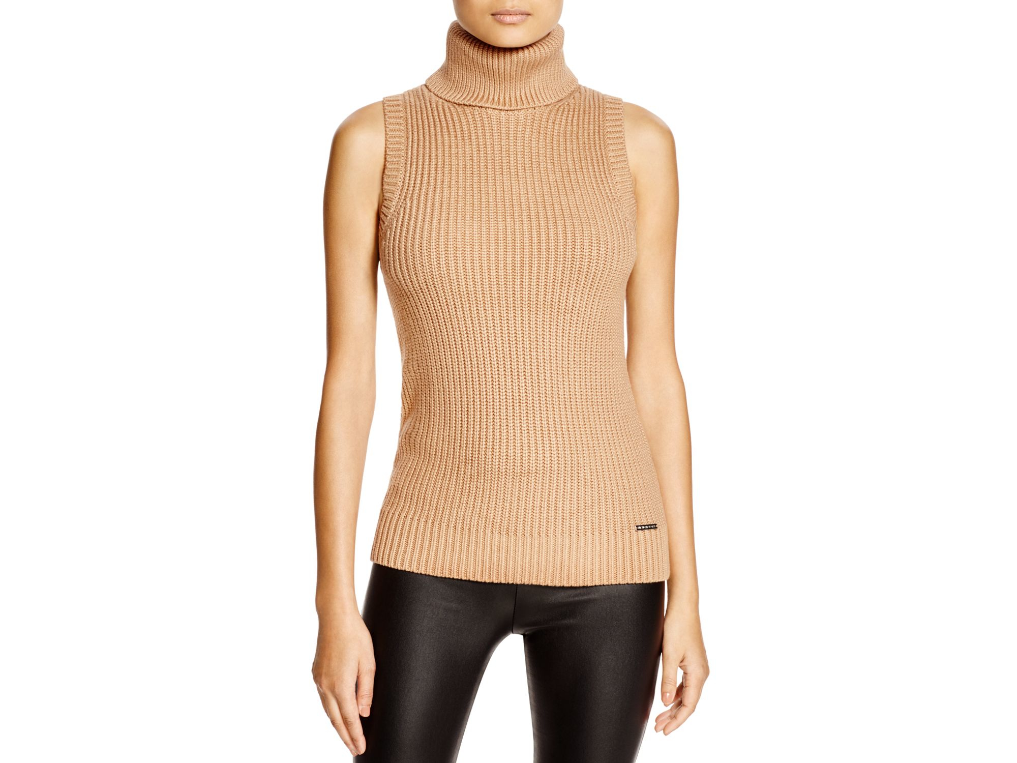 Michael Kors Sleeveless Cashmere Knit Turtleneck Top in Black Womens Clothing Jumpers and knitwear Turtlenecks 