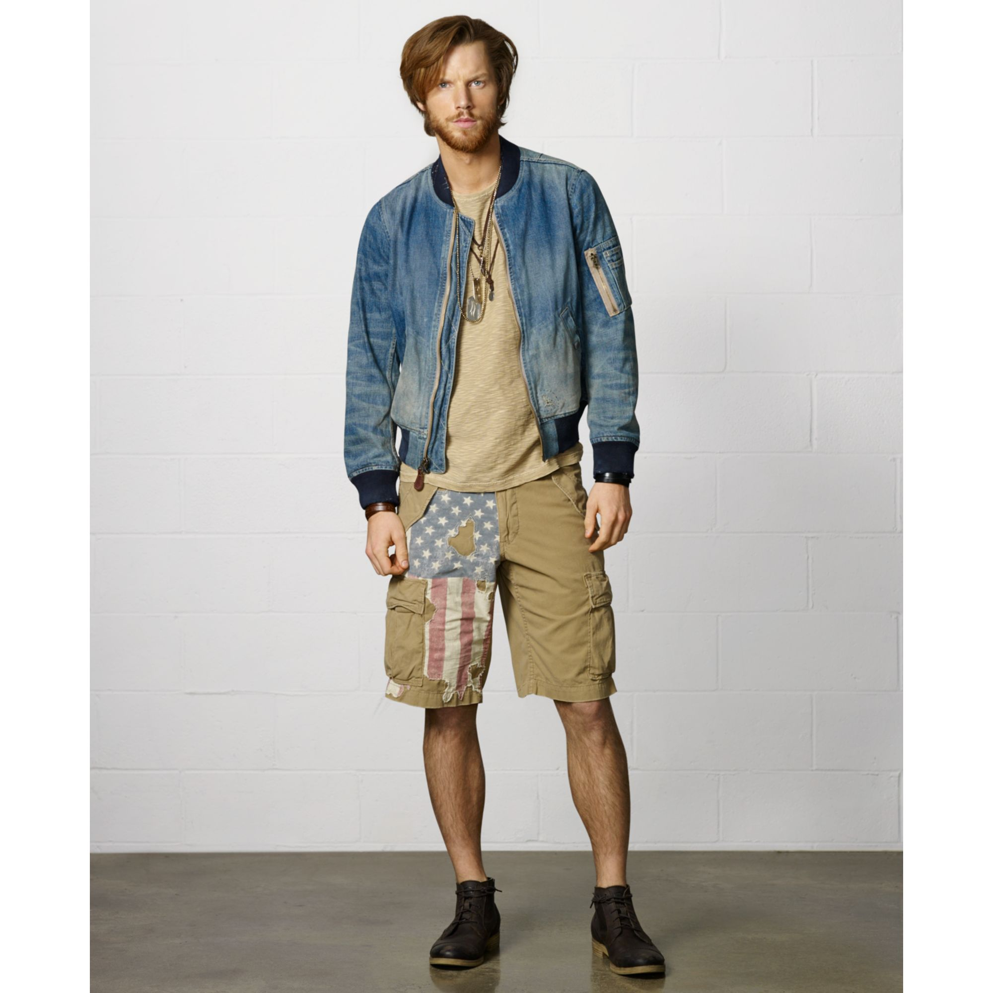 Denim & Supply Ralph Lauren Distressedflag Cargo Shorts in Natural for Men  | Lyst