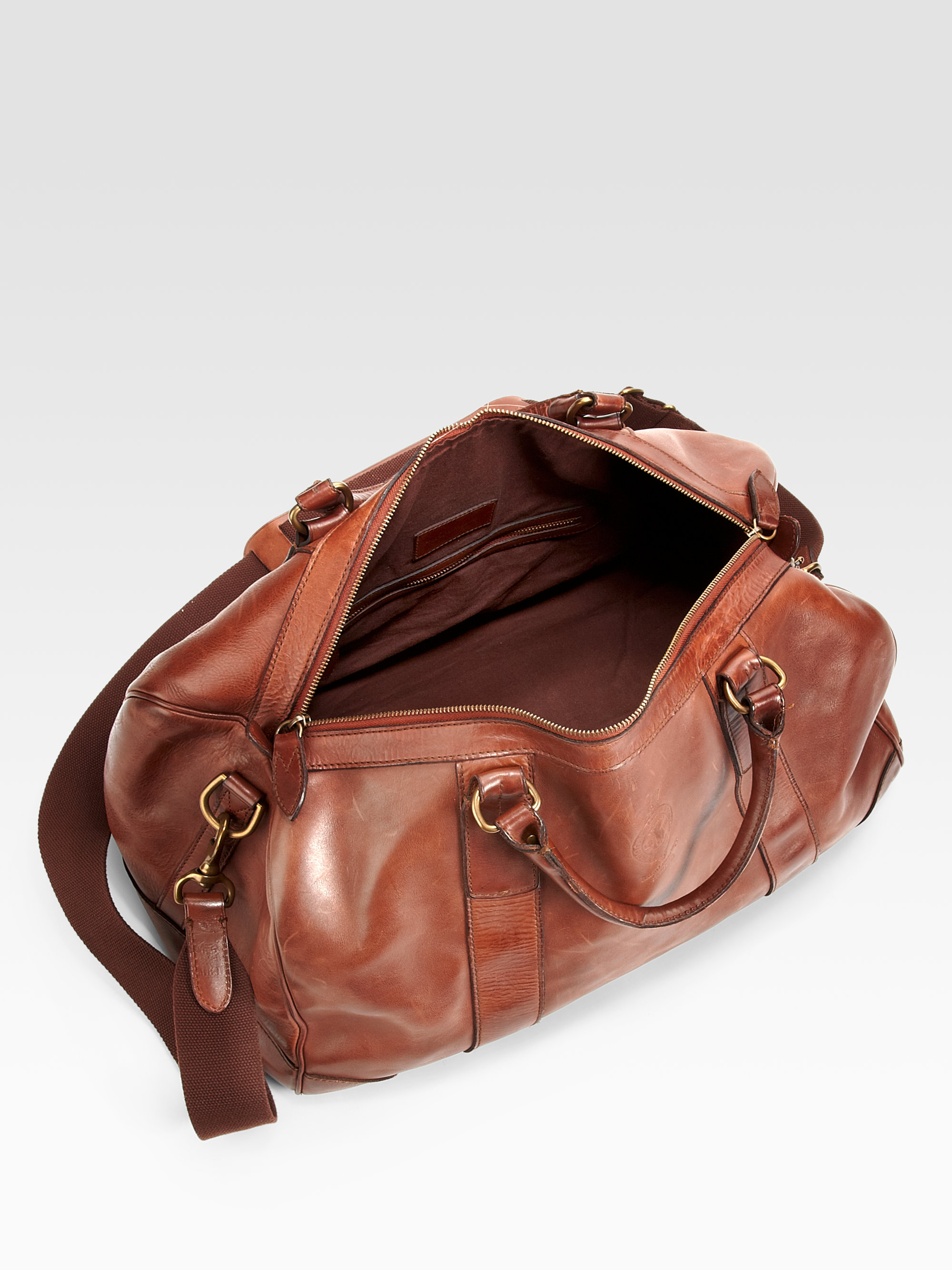 Polo Ralph Lauren Leather Gym Bag in Brown for Men - Lyst