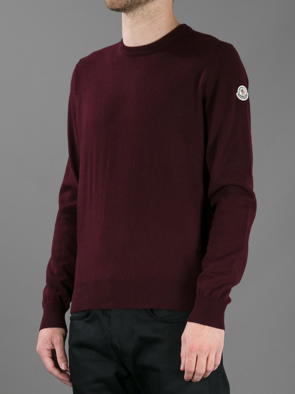 Moncler Classic Crew Neck Sweater in Burgundy (Brown) for Men - Lyst