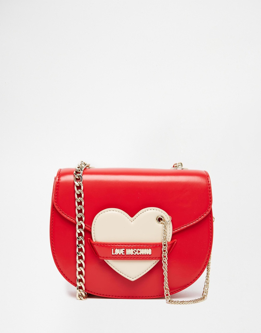 Love Moschino Saddle Bag With Heart Detail in Red - Lyst