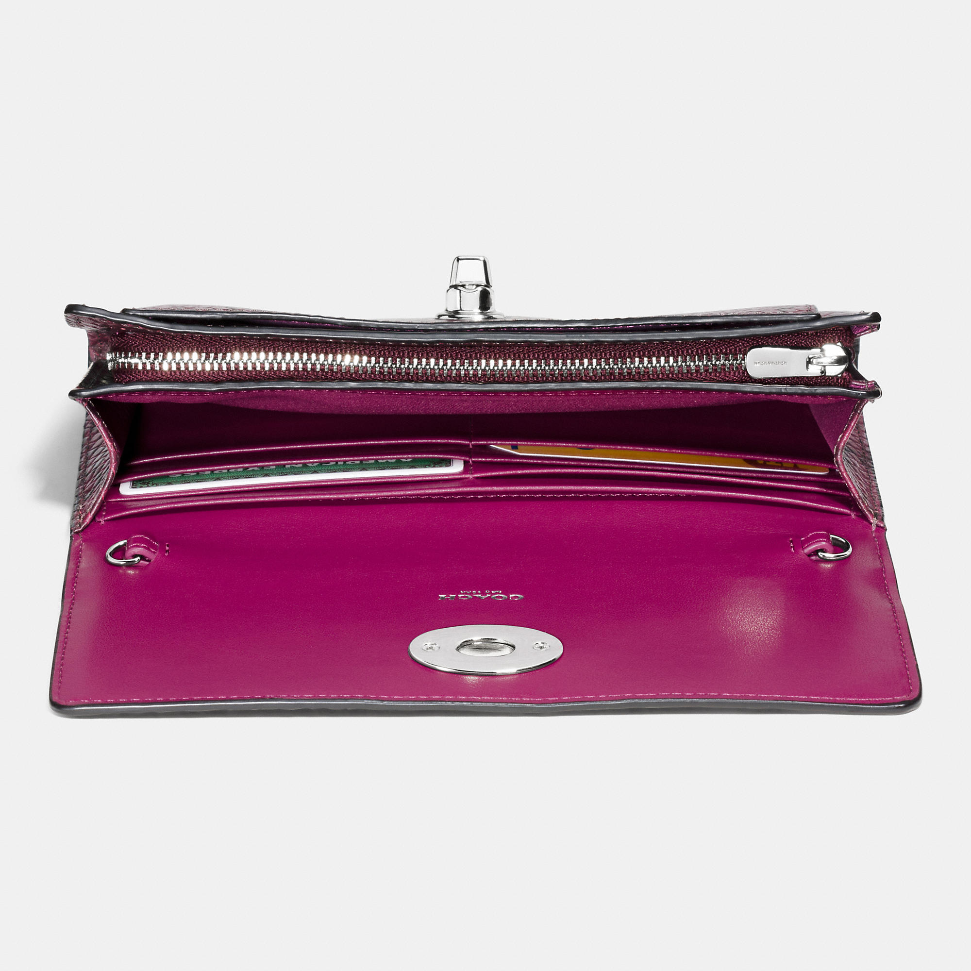 Lyst Coach Slim Chain Envelope Wallet In Exotic Embossed Colorblock