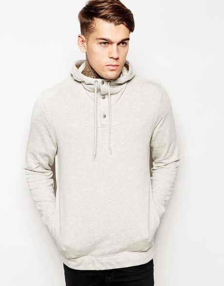 Asos Hoodie with Funnel Neck in Gray for Men (Oatmealmarl) | Lyst