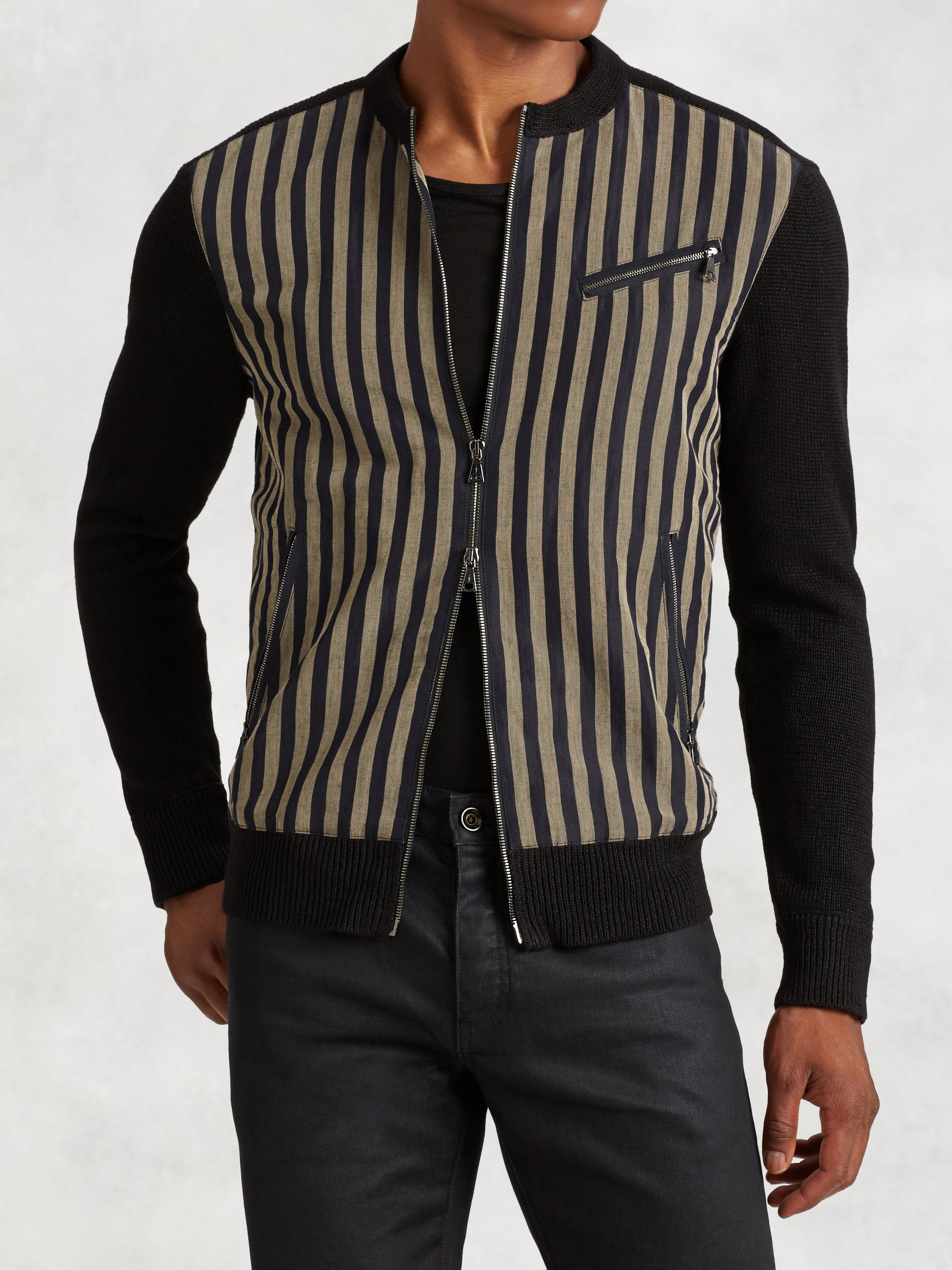 John Varvatos Linen Stripe Jacket in Black for Men Lyst