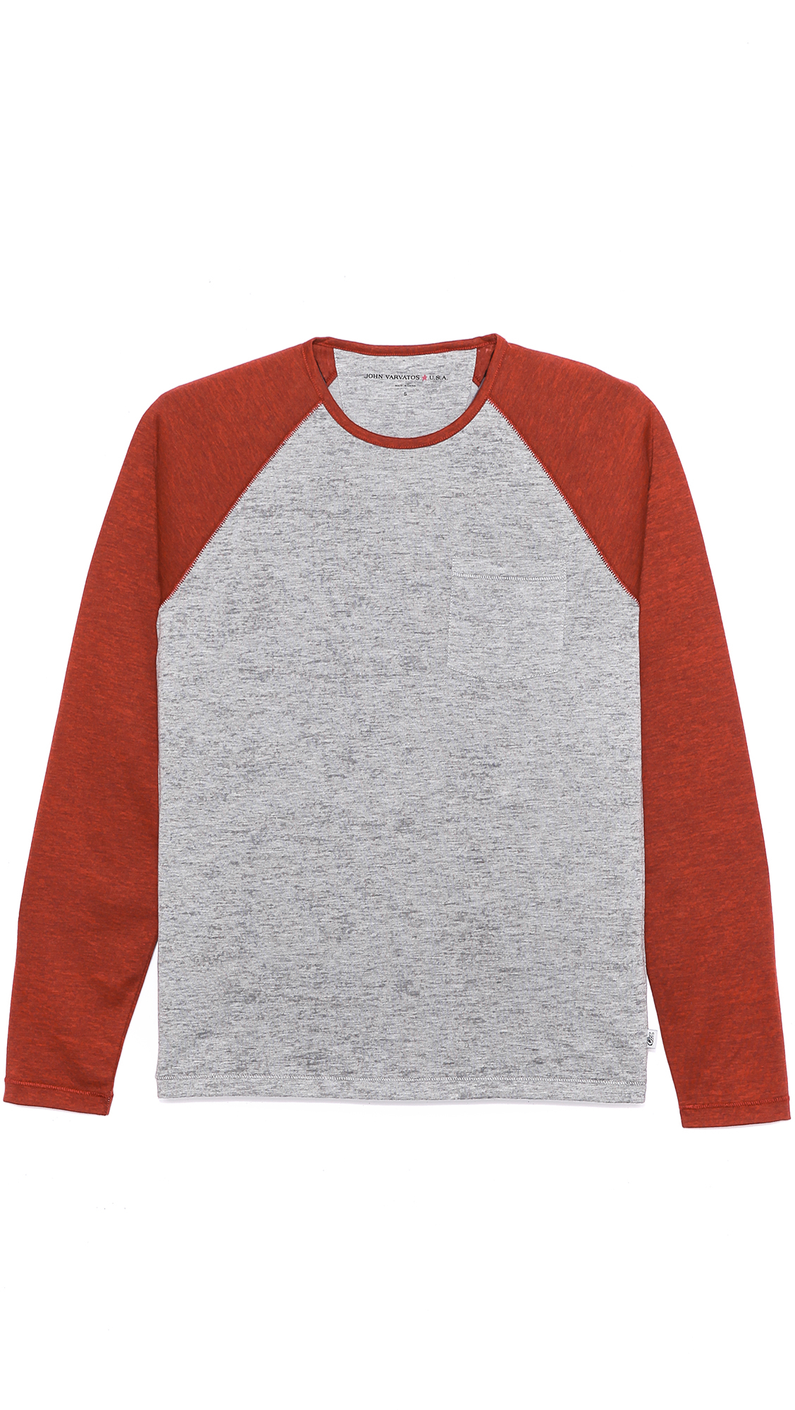 Lyst John Varvatos Long Sleeve Baseball TShirt in Red for Men