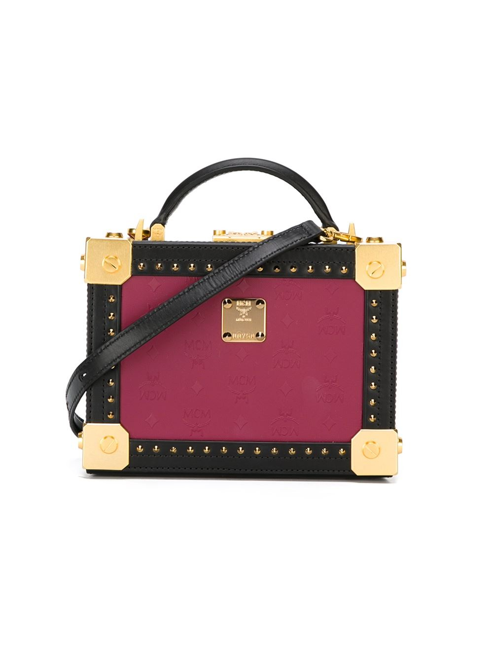 MCM Studded Box Cross Body Bag in Red - Lyst