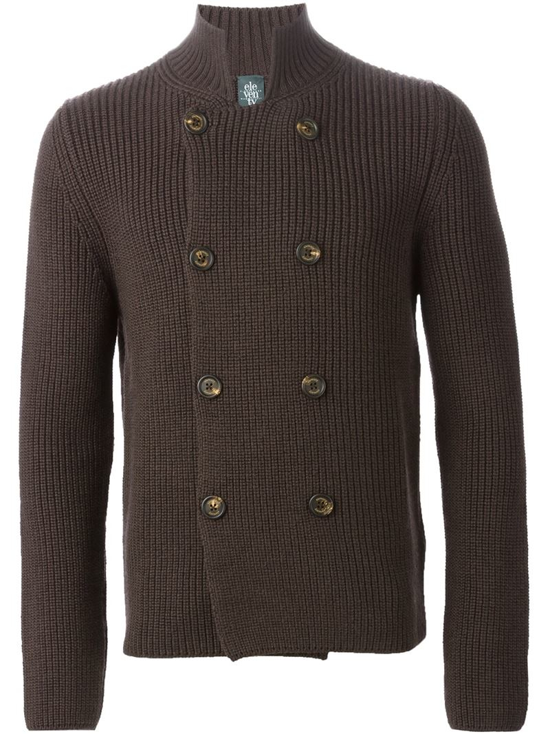 Eleventy Double Breasted Cardigan in Brown for Men Lyst