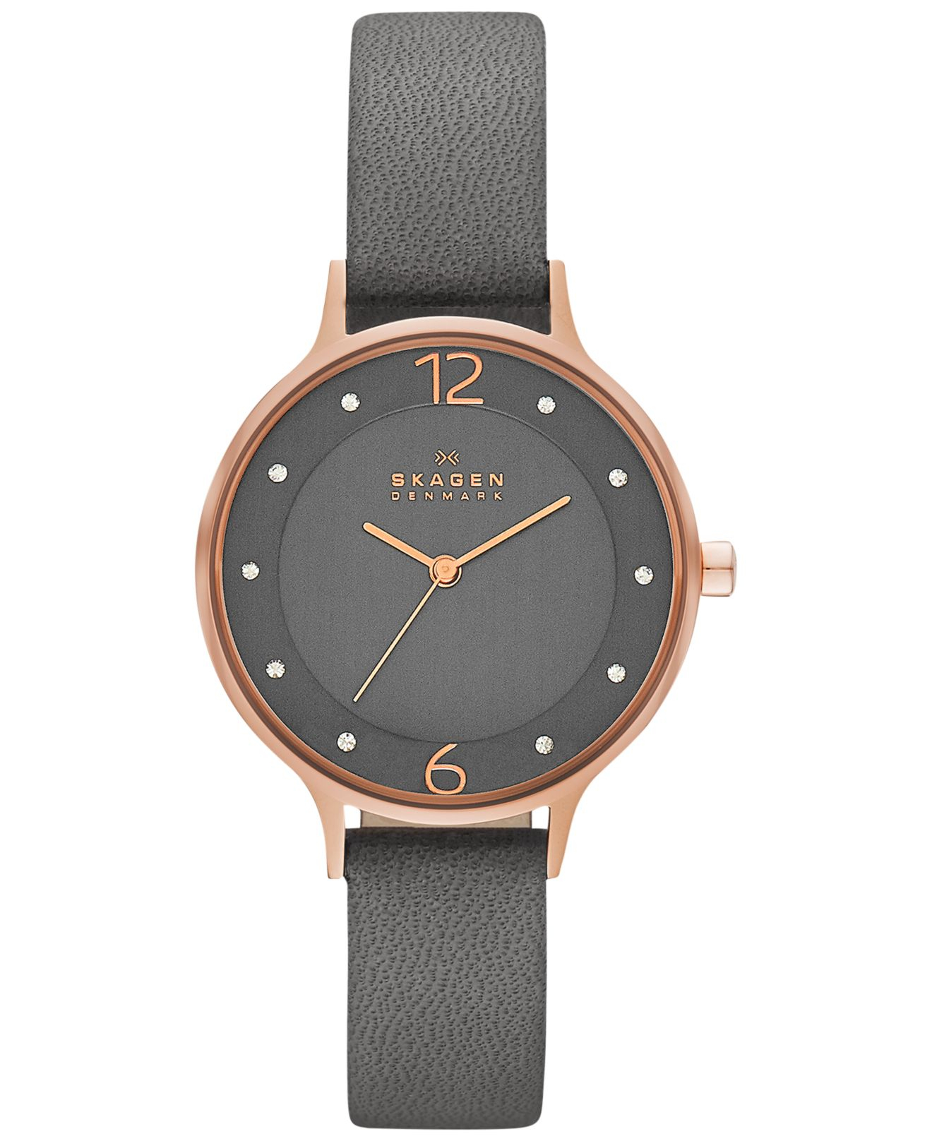 Skagen Women's Anita Gray Leather Strap Watch 30mm Skw2267 in Gray Lyst