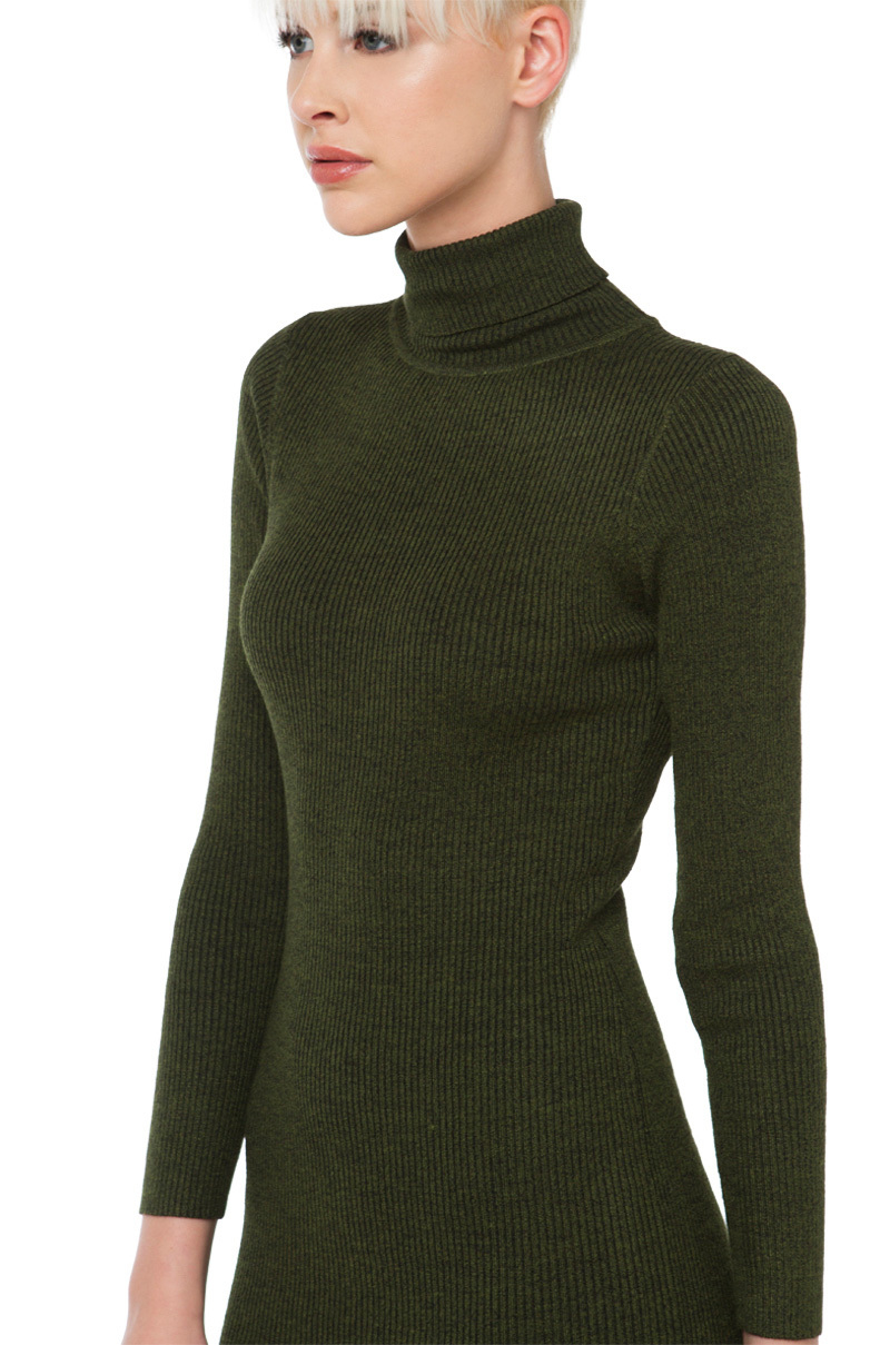 Akira Turtleneck Long Sleeve Sweater Dress - Olive/black in Green ...