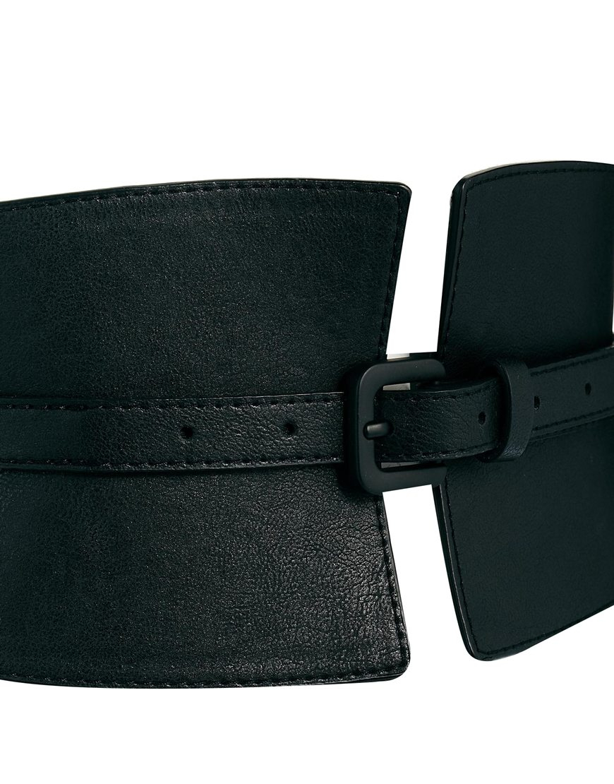 ASOS DESIGN wide multi strap buckle waist belt in black