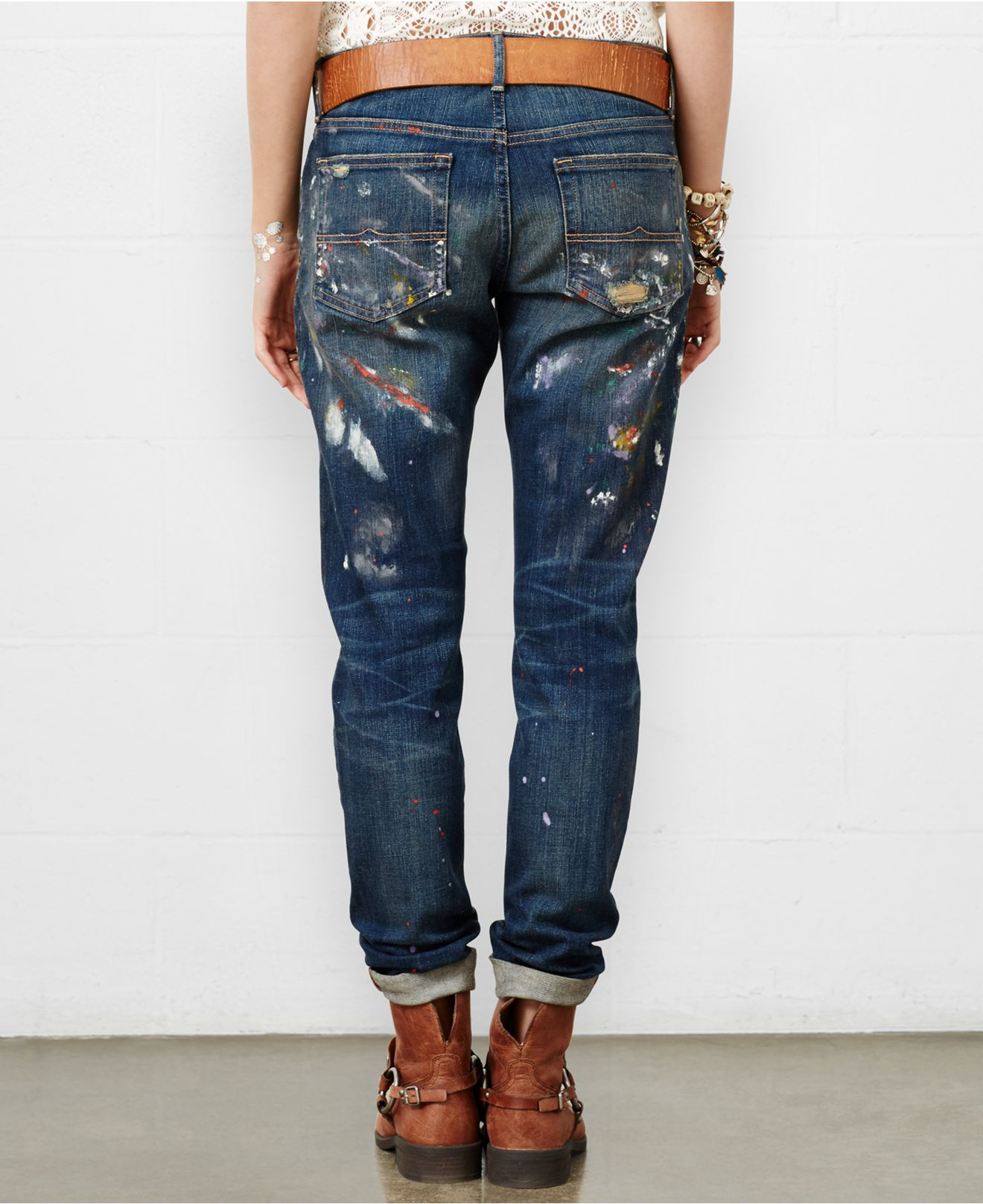 Denim & Supply Ralph Lauren Paint-splatter Boyfriend Jeans in Blue | Lyst