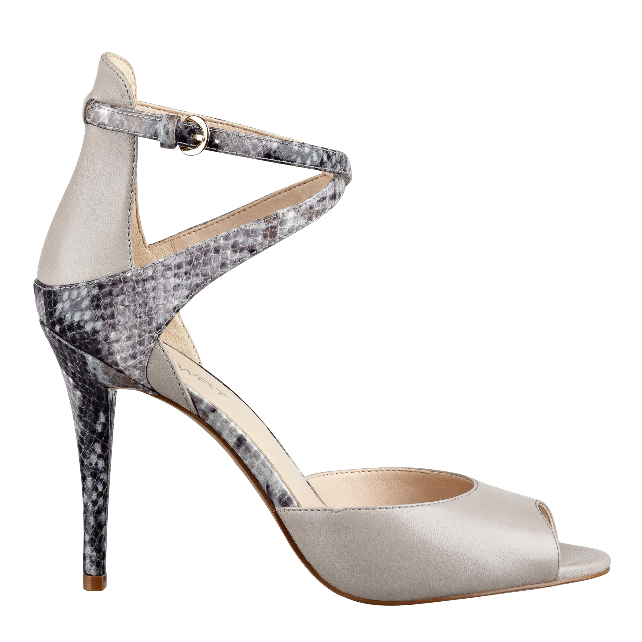 Nine west Doreen Ankle Strap Heels in Gray (LIGHT GRAY/GRAY MULTI