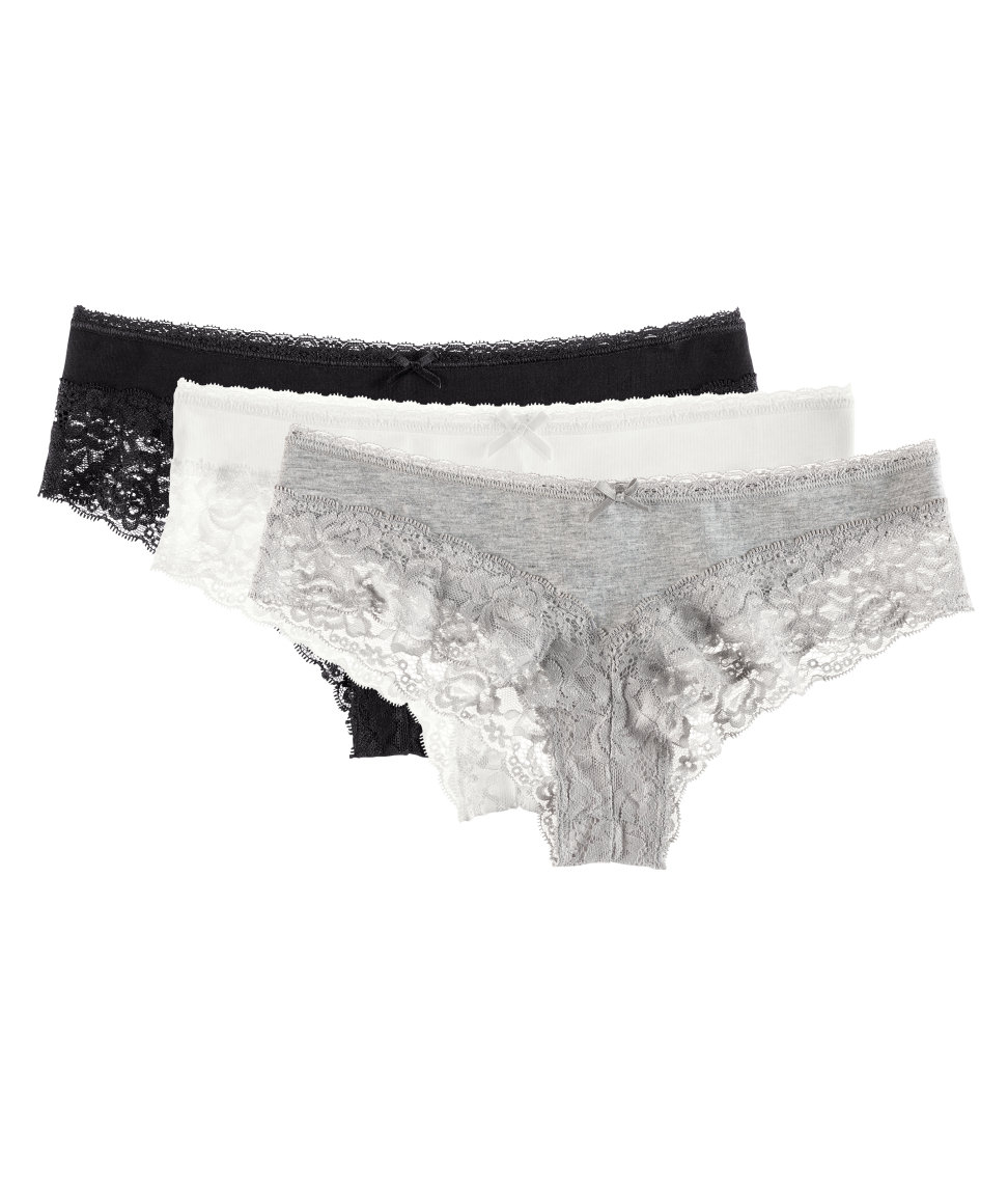 H&M 3-pack Cotton Hipster Briefs in Grey (White) - Lyst